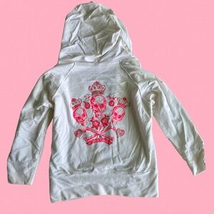 Y2K Classic Victoria’s Secret Rhinestone Skull Full Zip Hoodie size  Small